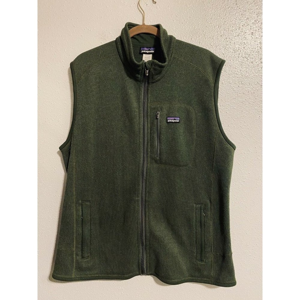 Patagonia Vest Men's Size XL Green Full Zip Better Sweater Outdoors Logo Fleece